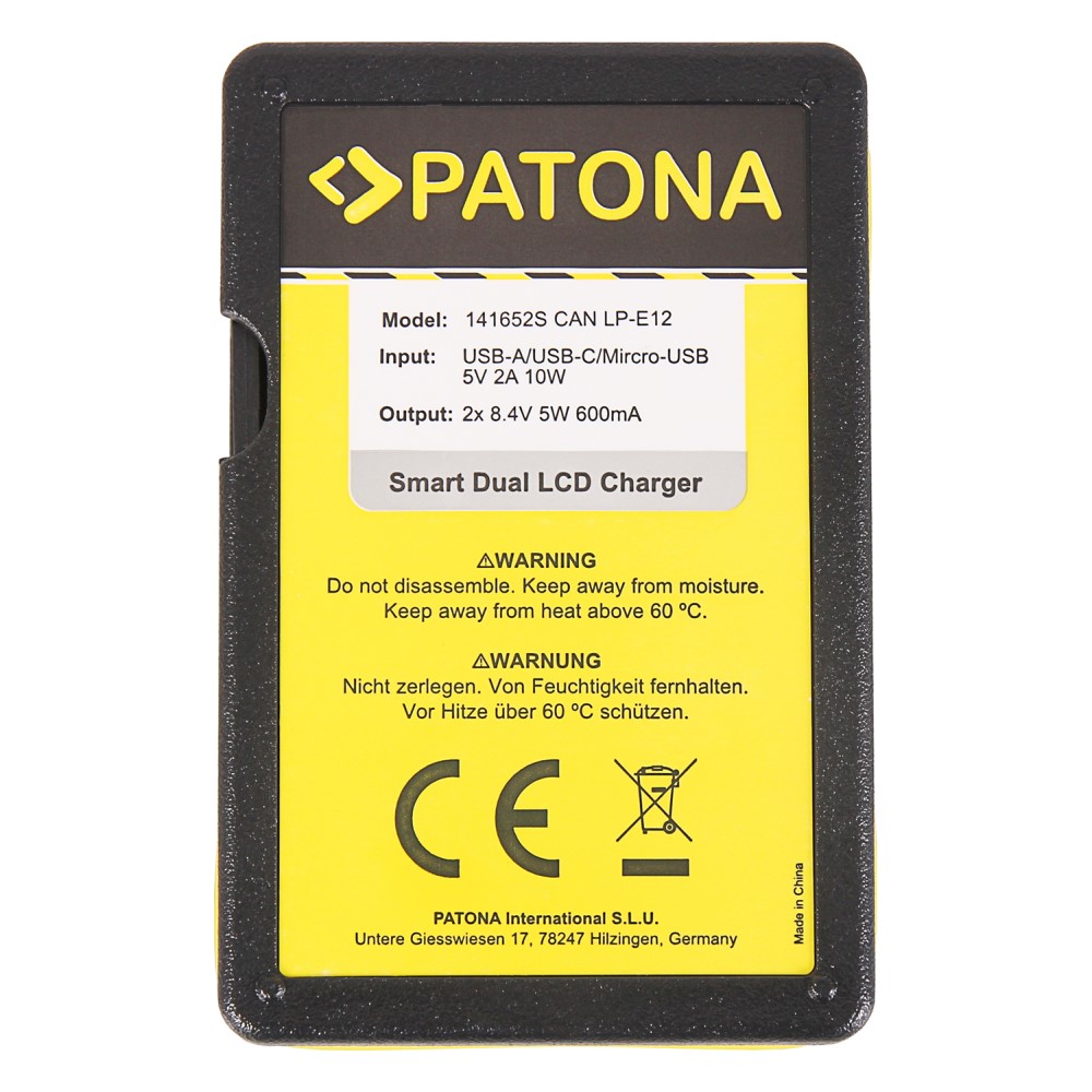 Patona 2x Premium Akku für Canon EOS M50 EOS-M50 LP-E12 LPE12 + Smart Dual LCD USB Ladegerät original 100% kompatibel originalen hitzeschutz überladeschutz li-lon original sicher set Smart Dual LCD USB Ladegerät