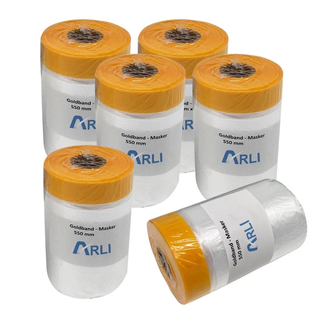 5x Goldband Masker 550 mm x 25 m Abdeckfolie mit Klebeband Malerfolie Transparent Baufolie Tape