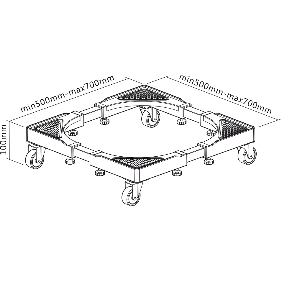 Transporthilfe_zeichnung transporthilfe rollwagen rollrahmen haushaltsgeräte möbel universal bremse verstellbar beweglich bis 200 kg 360 grad 360° ohne werkzeug hilfe haushalt geräte waschmaschine maschine trockner kühlschrank tragen umziehen rolle