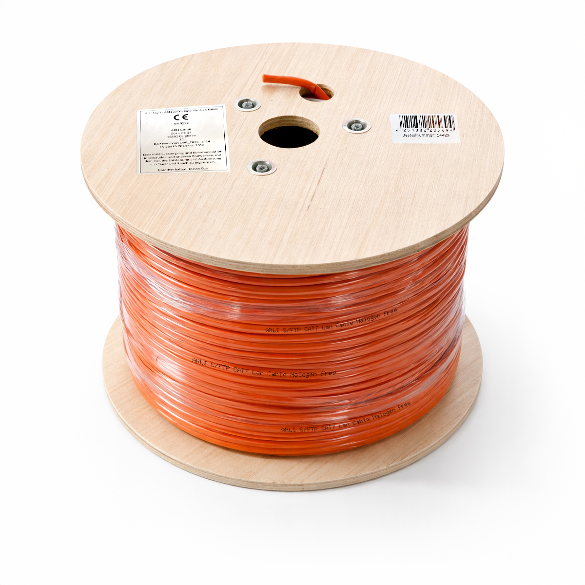 ARLI Cat7 300m Verlegekabel S/FTP PIMF Halogenfrei Netzwerkkabel - Holzkabeltrommel