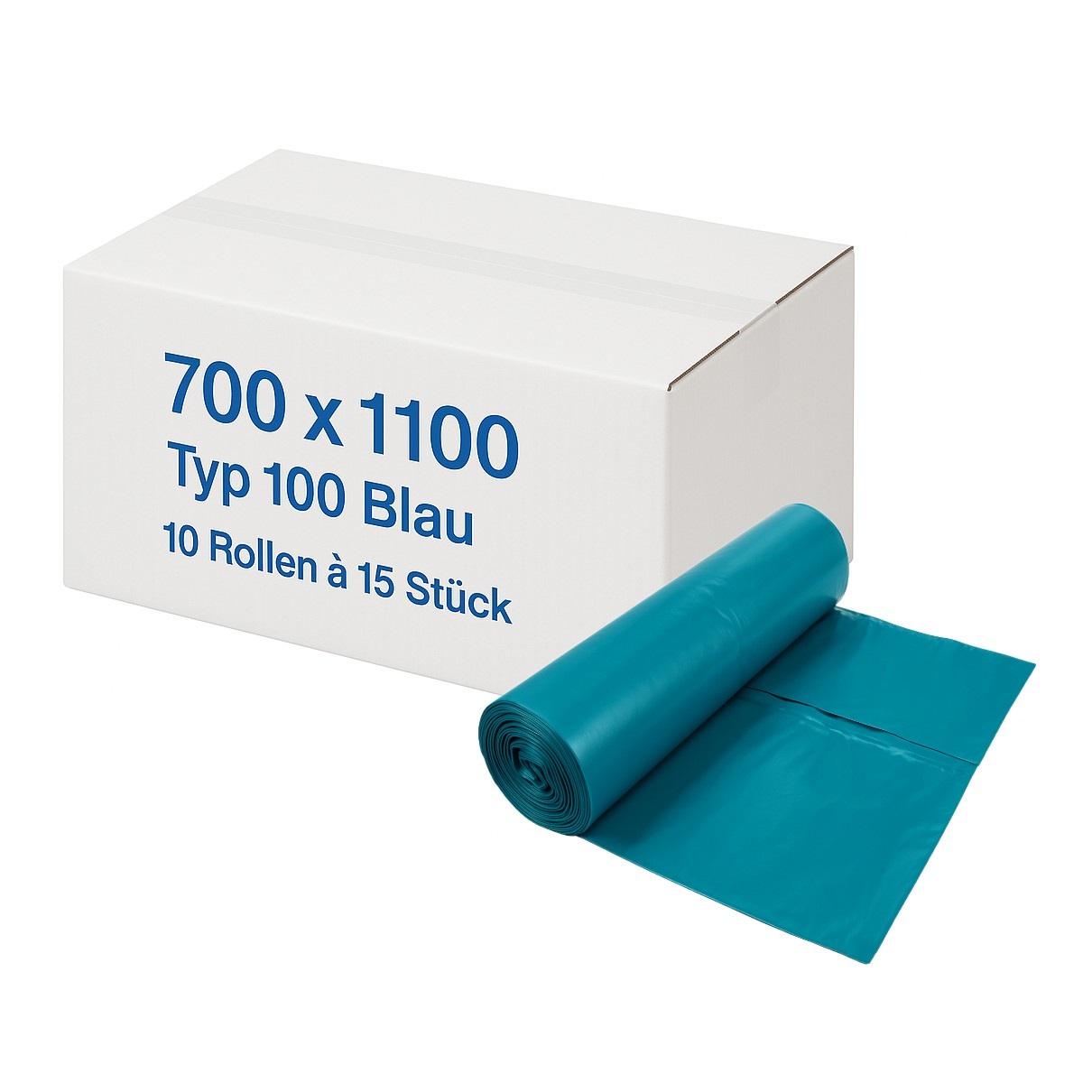 150x Müllsack 120L LDPE Abfallsäcke 700 x 1100 mm blau Typ 100