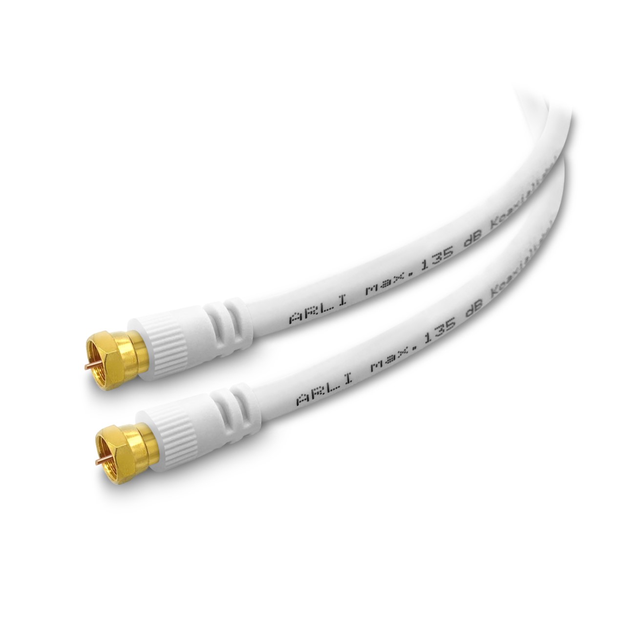 arli-anschlusskabel-135db 5m ARLI HD Anschlusskabel weiss vergoldet max. 135 dB