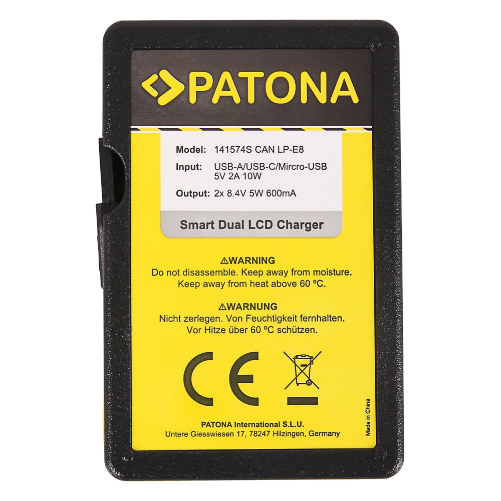 Patona Premium Akku Canon LP-E8+ EOS 550D 600D 650D 700D LP-E8 LPE8 2 akkus 1140 mAh 11400mAh original LP-E8+ 100% kompatibel originalen hitzeschutz überladeschutz li-lon original sicher set Smart Dual LCD USB Ladegerät 