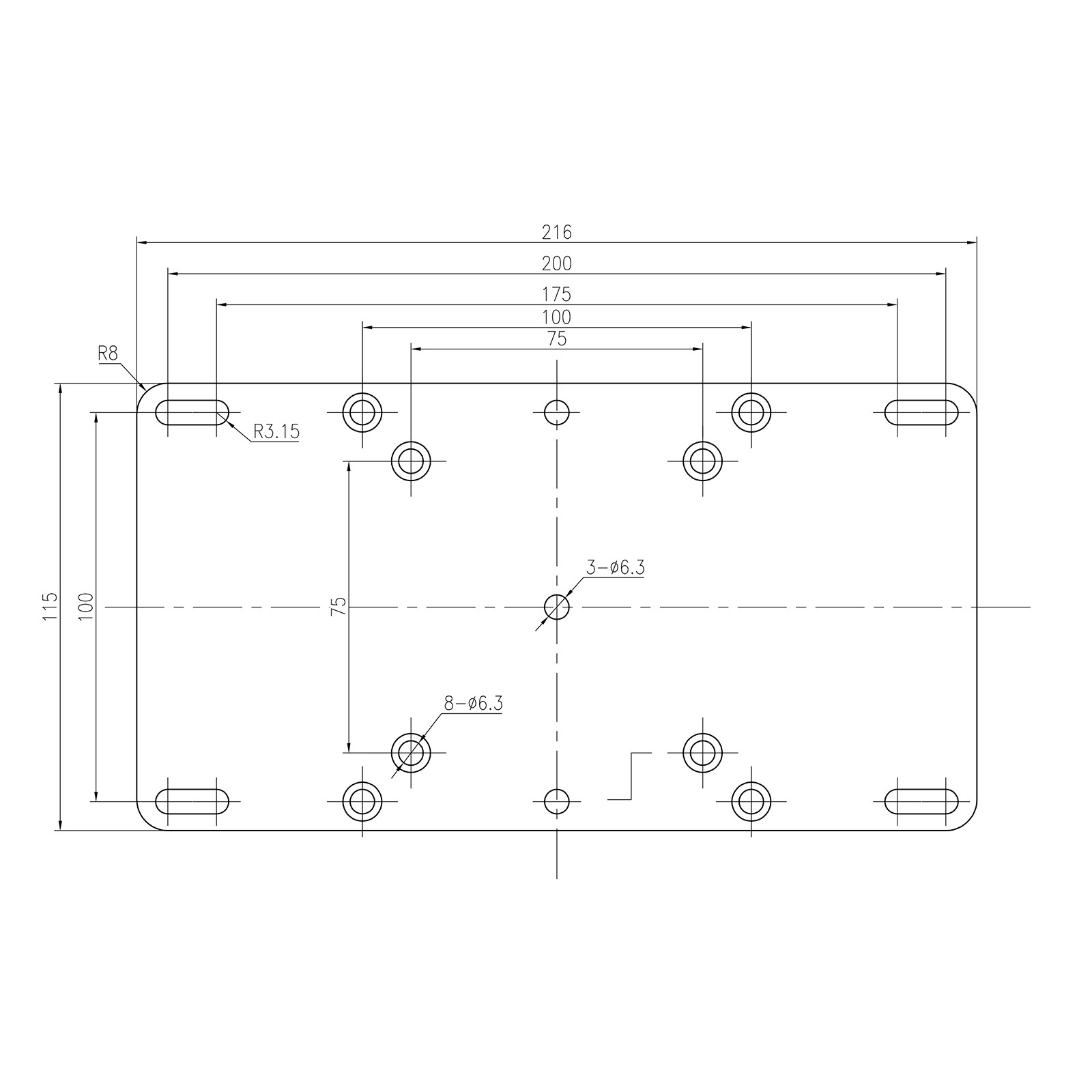 Vesa-Adapter-Zeichnung vesa adapter halterung wandhalter tv led lcd plasma fernseher halter 75 100 200 monitor befestigung wand universal mywall arli my wall bohrungen ferseherhalterung metall stabil montage montagematerial material schrauben adaptor uni