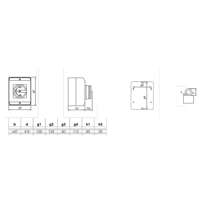 Hauptschalter-25A-Zeichnung arli drehschalter hauptschalter haupt schalter 25A elektro 4pol 4-pol notschalter aus schaltschrank verteilerschrank schrank anlage maschinen maschinenschalter trenn trennschalter reparatur reparaturschalter Geräteschalter ip65 motorschalter strom
