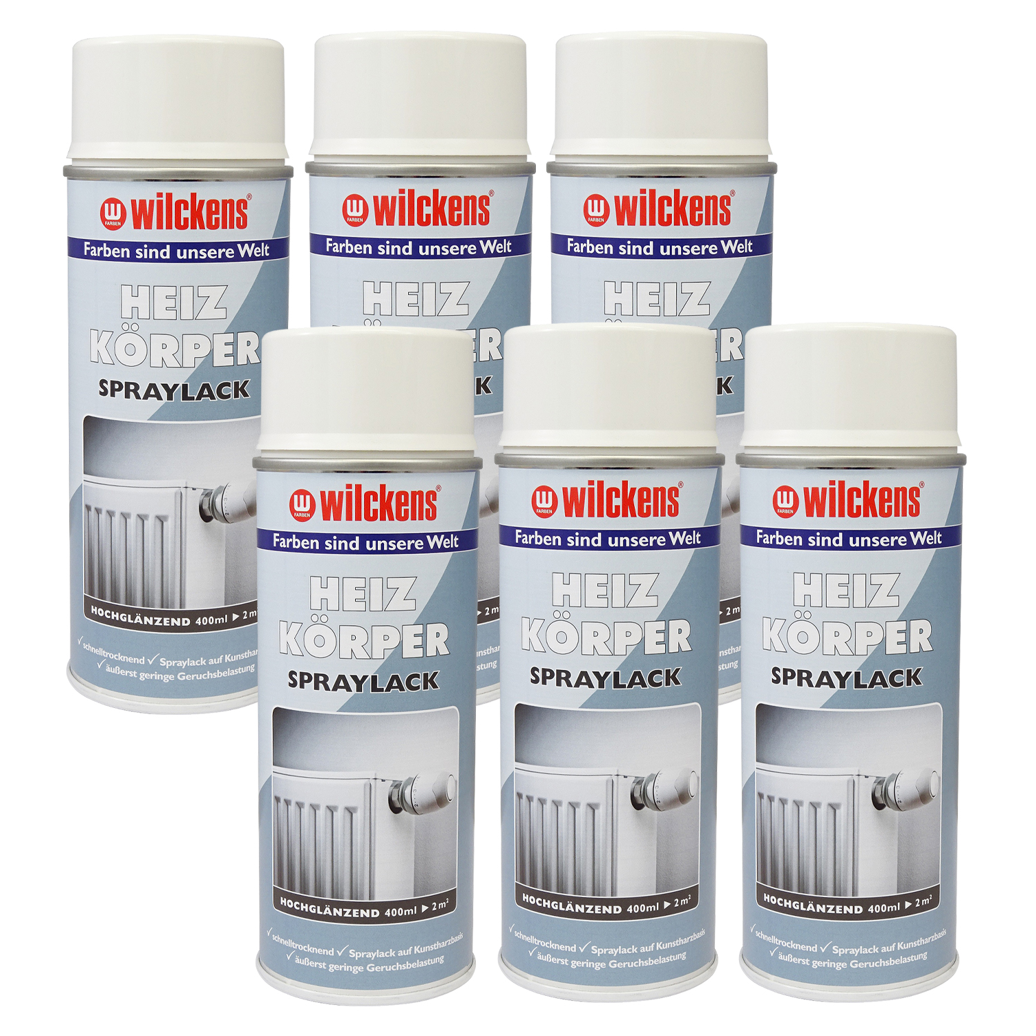 6x_arli_Heizk-rper_Lackspray_weiss_hochgl-nzend 6x Heizkörper Lackspray weiss hochglänzend Spraylack 400ml glänzend weiß