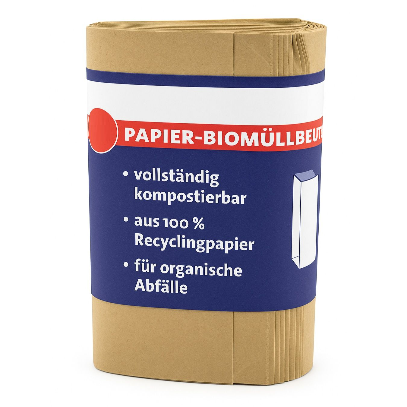 200x Papier Bio Müllbeutel 10L braun 20x16x34cm 70 g/m² Recyclingpapier, kompostierbar & nassfest