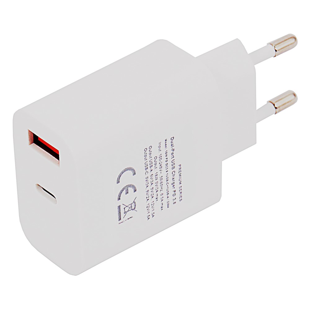 2584-3 Premium Netzteil 18W PD QC USB 3.0 USB-C C + USB-A A 5V 3A Schnell Ladegerät 2 fach