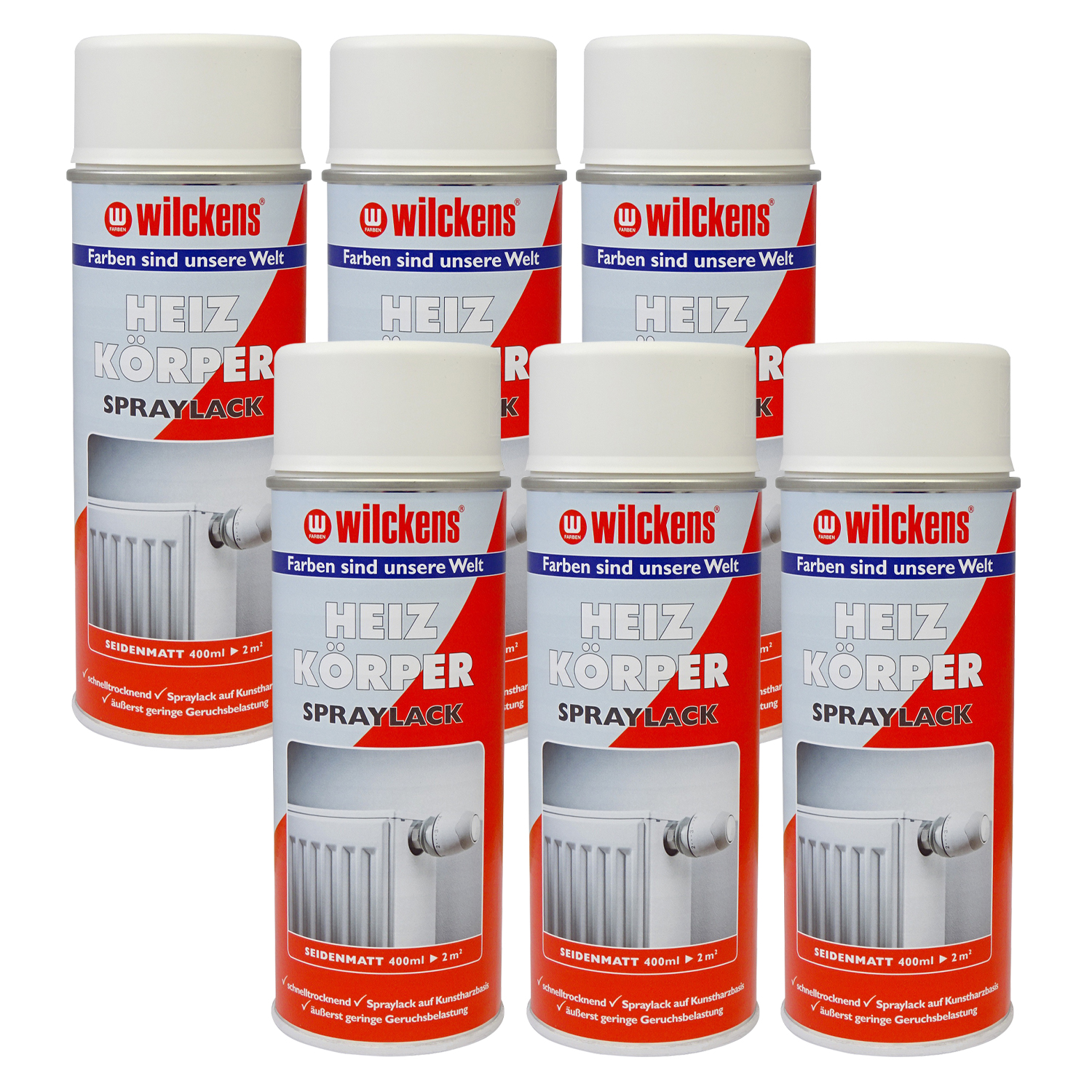 6x_Heizk-rper_Lackspray_weiss_seidenmatt 6x Heizkörper Lackspray weiss seidenmatt Spraylack 400ml weiß matt
