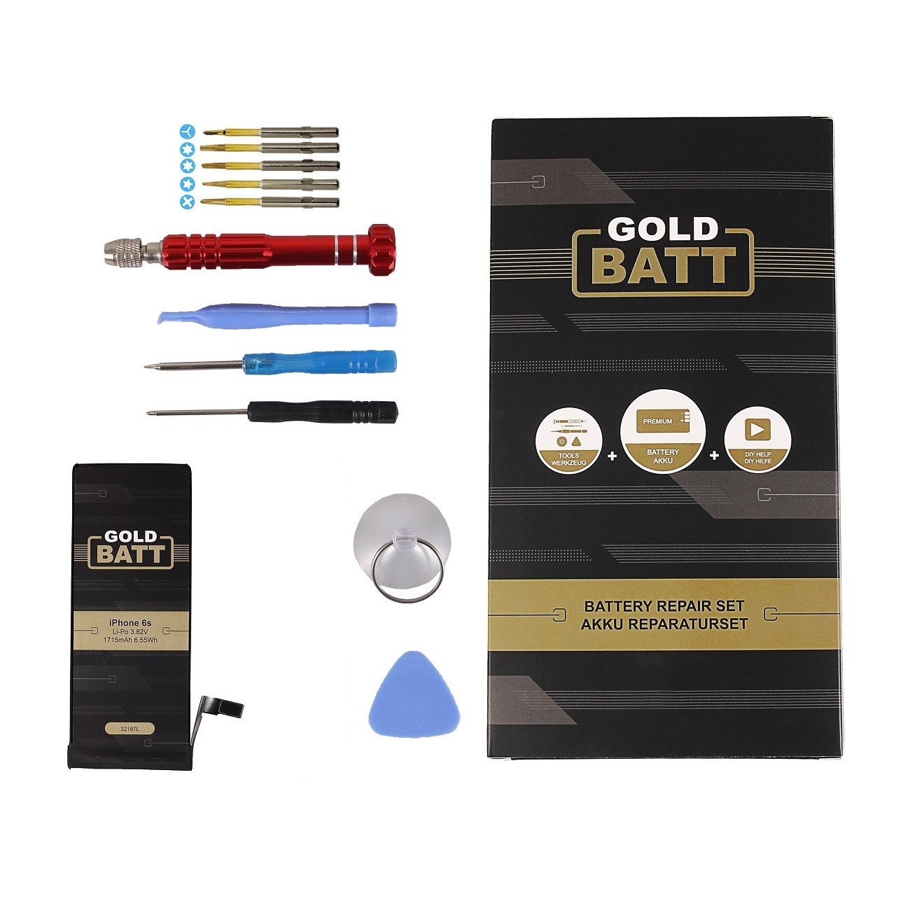 Goldbatt-iPhone-6s-Akku-setLGXkQvTn38pH3 Goldbatt Akku für Apple iPhone 6s mit Werkzeug Reparatur Set + Anleitung Premium Batterie