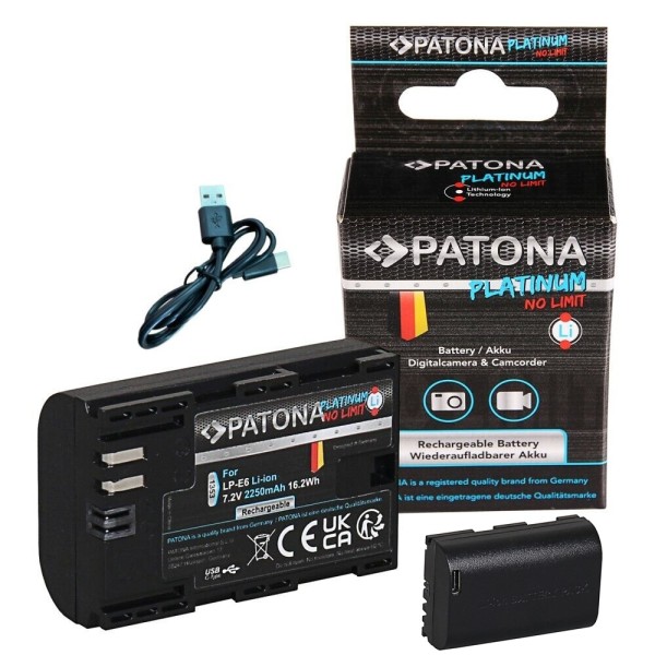 Platinum Battery with USB-C Input f. Canon LP-E6 LPE6 EOS 60D 70D 5D 6D 7D Mark III