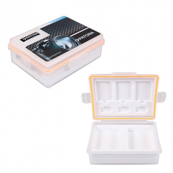 Storage box for batteries and memory cards for Canon LP-E8 Nikon EN-EL14 Fuji NP-95 Pentax D-Li109