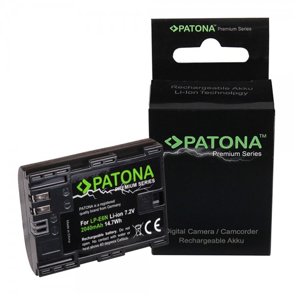 PATONA Premium Battery f. Canon LP-E6N LPE6N XC10 EOS 90D 80D 7D 70D 6D 60D EOS R 2040mAh